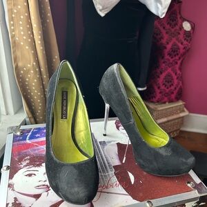 Shoe Republic LA Black Heels with Silver Stiletto